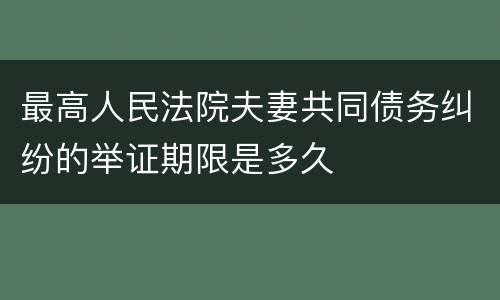 最高人民法院夫妻共同债务纠纷的举证期限是多久