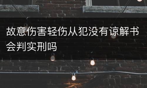 故意伤害轻伤从犯没有谅解书会判实刑吗