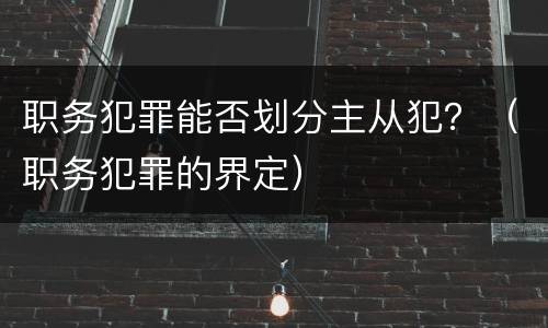 职务犯罪能否划分主从犯？（职务犯罪的界定）