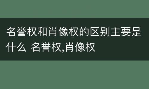 名誉权和肖像权的区别主要是什么 名誉权,肖像权