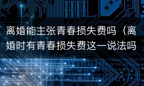 离婚能主张青春损失费吗（离婚时有青春损失费这一说法吗）