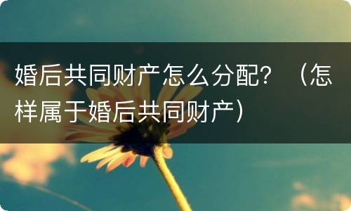 婚后共同财产怎么分配？（怎样属于婚后共同财产）