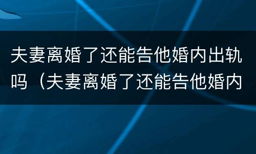 夫妻离婚了还能告他婚内出轨吗（夫妻离婚了还能告他婚内出轨吗知乎）