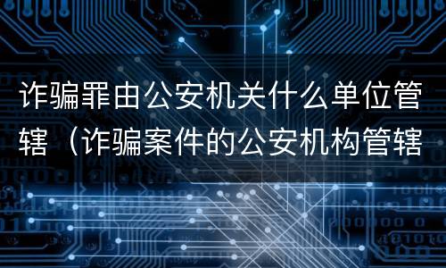 诈骗罪由公安机关什么单位管辖（诈骗案件的公安机构管辖）