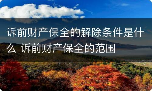 诉前财产保全的解除条件是什么 诉前财产保全的范围