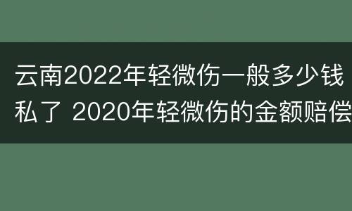 云南2022年轻微伤一般多少钱私了 2020年轻微伤的金额赔偿标准