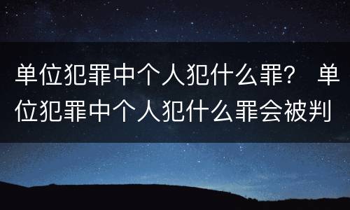单位犯罪中个人犯什么罪？ 单位犯罪中个人犯什么罪会被判刑