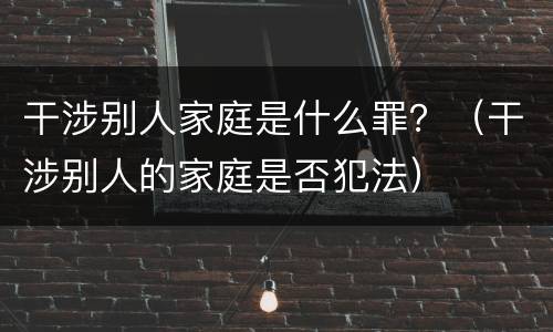 干涉别人家庭是什么罪？（干涉别人的家庭是否犯法）