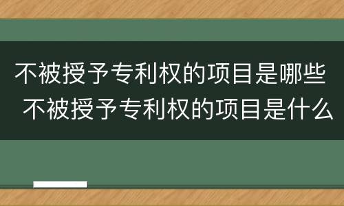 不被授予专利权的项目是哪些 不被授予专利权的项目是什么