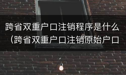 跨省双重户口注销程序是什么（跨省双重户口注销原始户口）