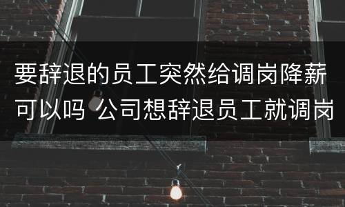 要辞退的员工突然给调岗降薪可以吗 公司想辞退员工就调岗降薪怎么办
