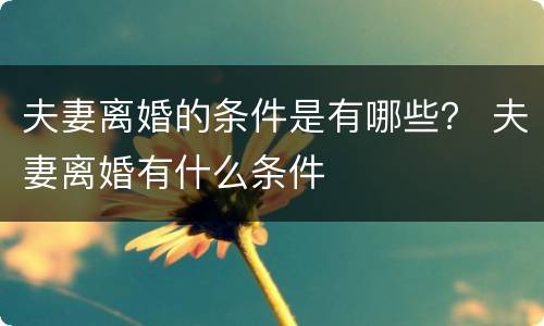夫妻离婚的条件是有哪些？ 夫妻离婚有什么条件