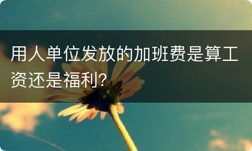 用人单位发放的加班费是算工资还是福利？