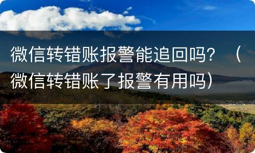 微信转错账报警能追回吗？（微信转错账了报警有用吗）