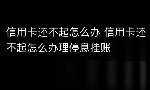 信用卡还不起怎么办 信用卡还不起怎么办理停息挂账
