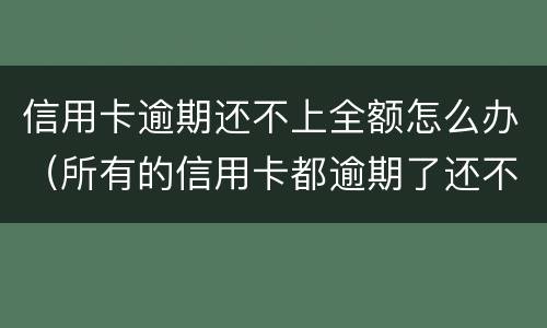 信用卡逾期还不上全额怎么办（所有的信用卡都逾期了还不上,怎么办）