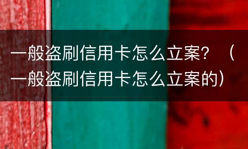 一般盗刷信用卡怎么立案？（一般盗刷信用卡怎么立案的）