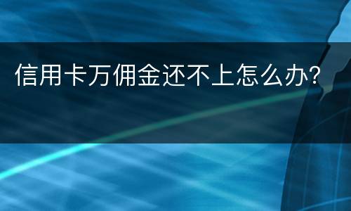 信用卡万佣金还不上怎么办？
