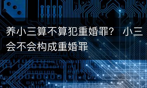 养小三算不算犯重婚罪？ 小三会不会构成重婚罪