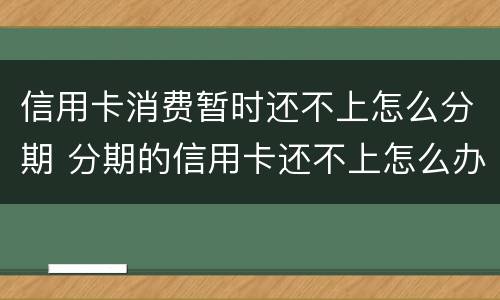 信用卡消费暂时还不上怎么分期 分期的信用卡还不上怎么办