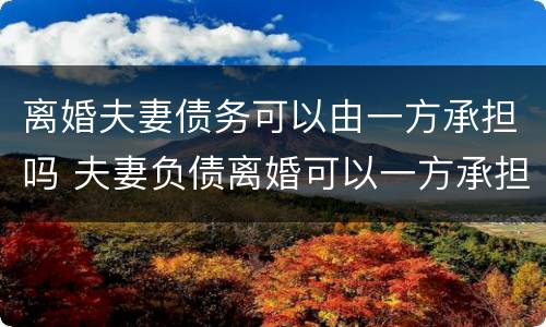 离婚夫妻债务可以由一方承担吗 夫妻负债离婚可以一方承担吗