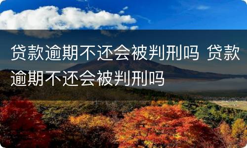 贷款逾期不还会被判刑吗 贷款逾期不还会被判刑吗