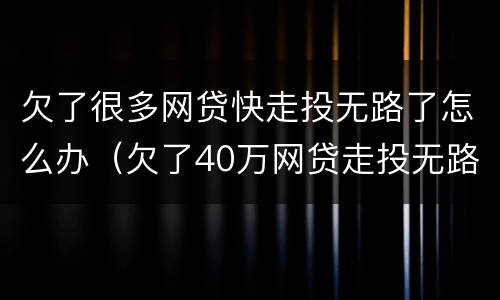 欠了很多网贷快走投无路了怎么办（欠了40万网贷走投无路）