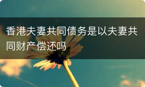 香港夫妻共同债务是以夫妻共同财产偿还吗