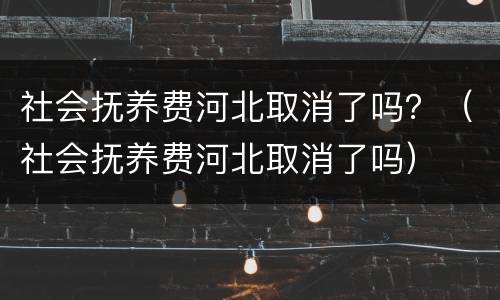 社会抚养费河北取消了吗？（社会抚养费河北取消了吗）