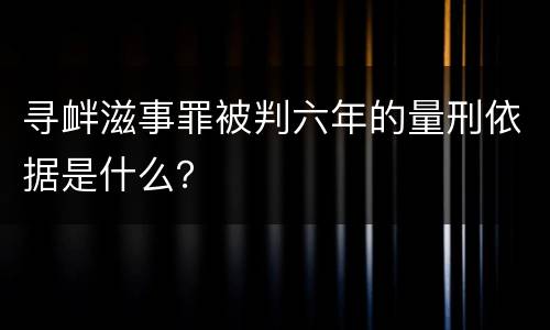 寻衅滋事罪被判六年的量刑依据是什么？