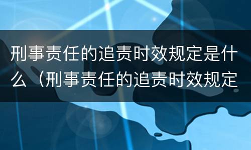 刑事责任的追责时效规定是什么（刑事责任的追责时效规定是什么意思）