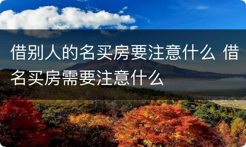 借别人的名买房要注意什么 借名买房需要注意什么