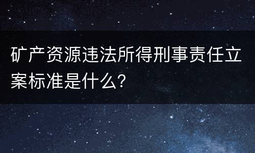 矿产资源违法所得刑事责任立案标准是什么？