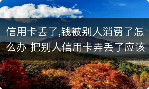 信用卡丢了,钱被别人消费了怎么办 把别人信用卡弄丢了应该如何补救