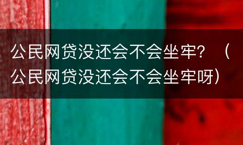 公民网贷没还会不会坐牢？（公民网贷没还会不会坐牢呀）