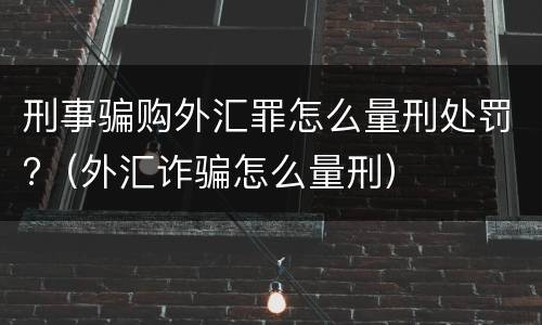 刑事骗购外汇罪怎么量刑处罚?（外汇诈骗怎么量刑）