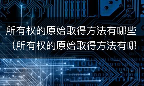 所有权的原始取得方法有哪些（所有权的原始取得方法有哪些种类）