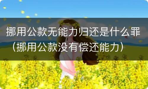 挪用公款无能力归还是什么罪（挪用公款没有偿还能力）