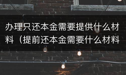 办理只还本金需要提供什么材料（提前还本金需要什么材料）