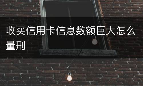 收买信用卡信息数额巨大怎么量刑