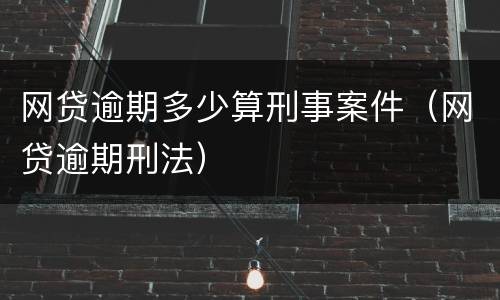 网贷逾期多少算刑事案件（网贷逾期刑法）
