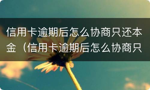 信用卡逾期后怎么协商只还本金（信用卡逾期后怎么协商只还本金交通银行）