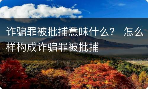 诈骗罪被批捕意味什么？ 怎么样构成诈骗罪被批捕