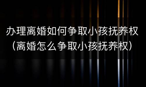 办理离婚如何争取小孩抚养权（离婚怎么争取小孩抚养权）