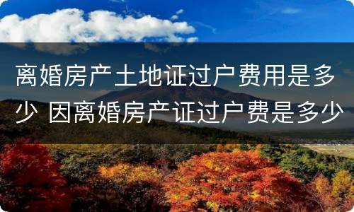 离婚房产土地证过户费用是多少 因离婚房产证过户费是多少?