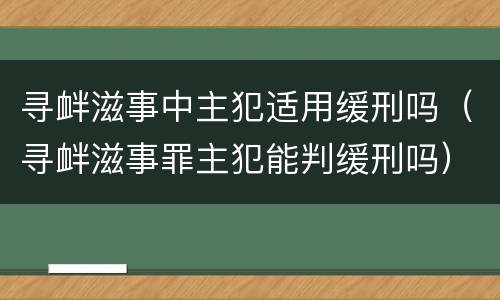 寻衅滋事中主犯适用缓刑吗（寻衅滋事罪主犯能判缓刑吗）