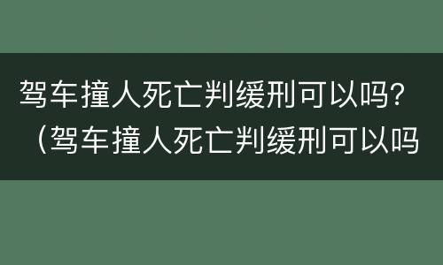 驾车撞人死亡判缓刑可以吗？（驾车撞人死亡判缓刑可以吗）
