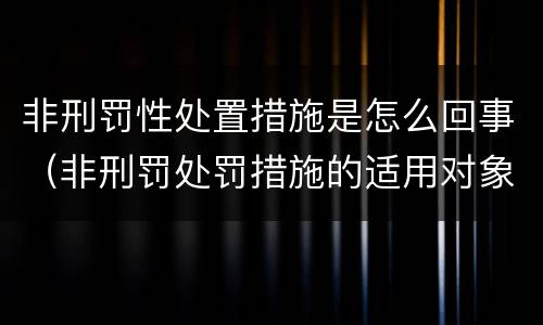 非刑罚性处置措施是怎么回事（非刑罚处罚措施的适用对象）