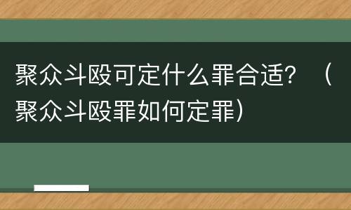 聚众斗殴可定什么罪合适？（聚众斗殴罪如何定罪）
