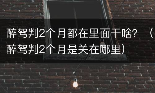醉驾判2个月都在里面干啥？（醉驾判2个月是关在哪里）